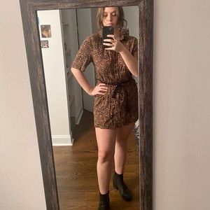 Topshop giraffe print button up mini dress